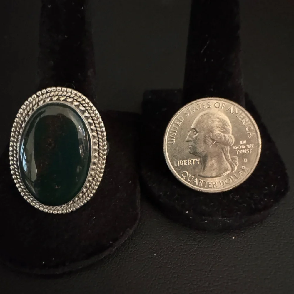Sterling Silver and Black‎ onyx Statement Ring